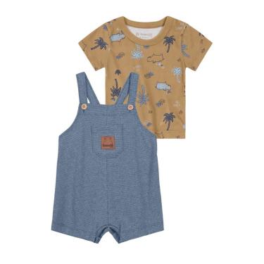 Imagem de Infantil - Jardineira E Camiseta Menino Hipopótamo Marrom Brandili Incolor  menino