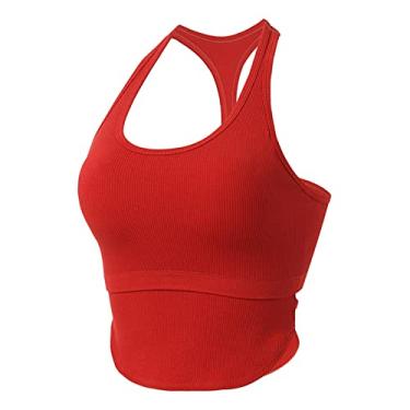 Imagem de Camiseta feminina costas nadador gráfica para treino plus size sem mangas elegante verão blusa rodada colete formal, Vermelho, M