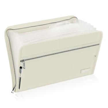Imagem de ENGPOW Organizador de arquivos sanfonado, 13 bolsos à prova de fogo, pasta organizadora de documentos com zíper e etiquetas, armazenamento seguro portátil para viagem doméstica para arquivos de letras