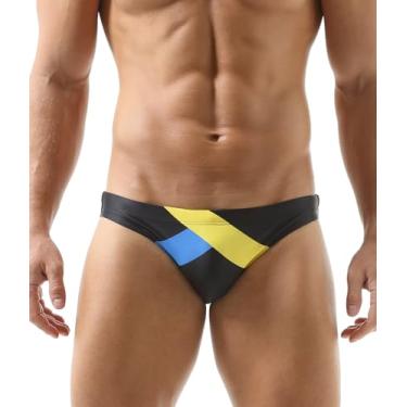Imagem de Biquíni masculino sexy, listrado, diagonal, arco-íris, listrado, colorido, listrado, 1 preto, GG