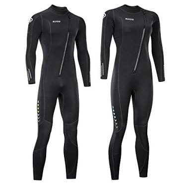 Imagem de Roupa de mergulho de neoprene ultraelástico de 3 mm, roupa de mergulho de corpo inteiro com zíper frontal, peça única para homens e mulheres, para mergulho com snorkel, natação, surfe