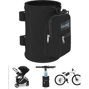 Imagem de O suporte de garrafa universal Coldest – Suporte de garrafa de água durável e confiável com alças – Suporte de copo com bolsos para o seu telefone, chaves e muito mais com bicicleta, scoters