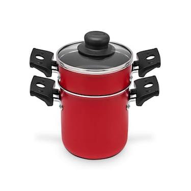 Imagem de Mini Cuscuzeira Multiflon em Alumínio com Alça TPA Versátil - Vermelho