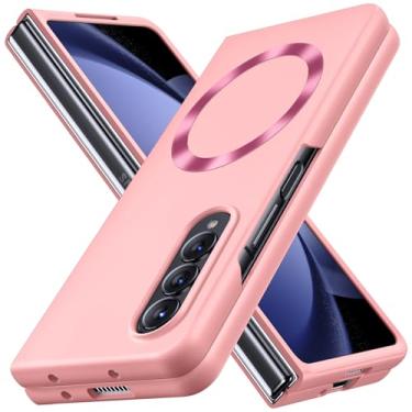 Imagem de YSLBWLE Capa magnética magnética para Samsung Galaxy Z Fold 3 fina e de proteção de nível militar, rosa 21-zfold3-02