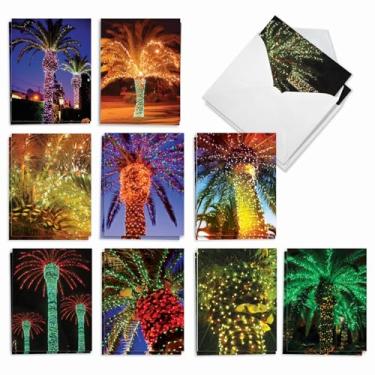Imagem de Palmas de natal – 20 cartões sortidos com envelopes (10 x 13 cm) – Palmeiras com luzes de Natal – Papelaria tropical (10 designs, 2 cada) AM3273SGG-B2x10
