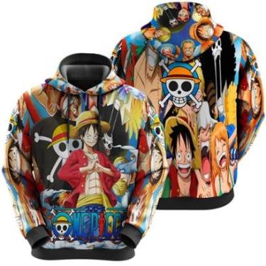 Imagem de Blusa Moletom Sublimação Blusão Full Print com Capuz Anime Luffy Novidade-Unissex