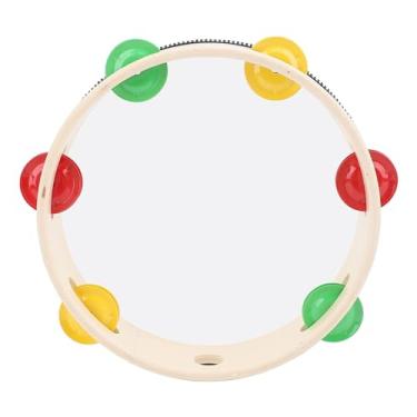 Imagem de Pandeiro Com Jingles Metálicos Madeira de Bétula Sino de Tambor Portátil para Festas de Igreja Educação Musical (8 pol.)