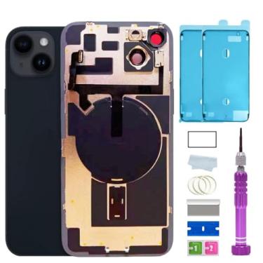 Imagem de Substituição de vidro traseiro 14 Plus com placa e cabo flexível e todas as peças para iPhone 14plus Max capa traseira de vidro (meia-noite, 6,7 polegadas) + fita impermeável + ferramentas de reparo