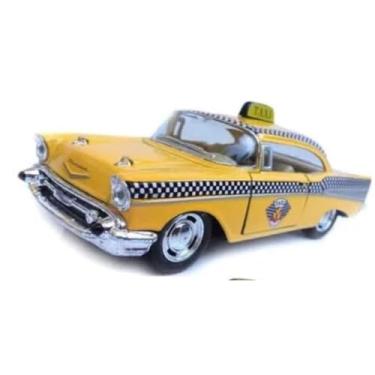 Imagem de Power Toys TECH - Miniatura Chevrolet Bel Air 1957 Táxi : Carrinho de Ferro com Portas que Abrem e Pneus de Borracha 1:32