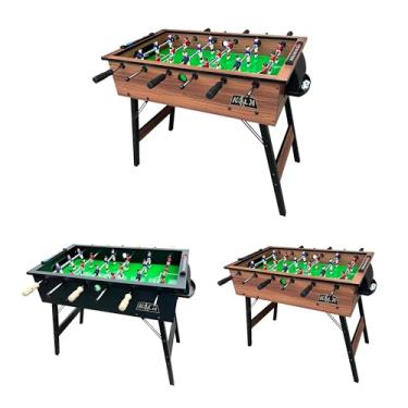 Imagem de KICK Mesa de pebolim Rattler de 91 cm (marrom) – mesa de pebolim portátil com configuração de 3 goleiros, jogadores uniformes, hastes cromadas e alças premium – compacta, durável