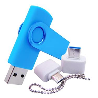 Imagem de Pen Drives USB de 4 GB, pen drive de polegar, disco U com adaptador Tipo-C/OTG para alunos e estudantes (azul)