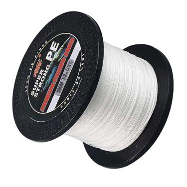 Imagem de Linha de pesca trançada 12 fios - linha trançada de peixe 100-1000 m 109-1093 jardas, fio de pesca PE elétrico resistente à abrasão, zero elasticidade, alta sensibilidade, diâmetro menor, branco -