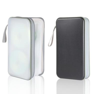 Imagem de YILAG Estojo para CD, DVD, 2 unidades, suporte para DVD com capacidade para 100 unidades, porta-CDs, DVD, disco de plástico, pasta de armazenamento para carro, casa, escritório, viagens (preto e