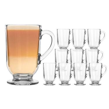 Imagem de Jogo 12 Canecas De Cappuccino Vidro Berlim Taça Café Transparente 325ml Em Casa Tem