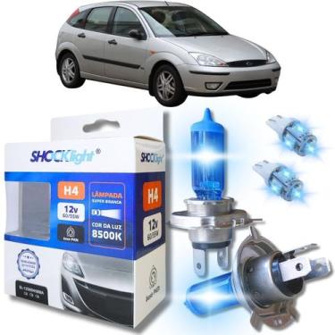 Imagem de Kit par lâmpadas super branca conector h4 8500k shocklight + par leds 