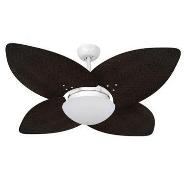 Imagem de Ventilador De Teto Dunamis Branco 4 Pás Rattan Tabaco 220V - Volare, 2