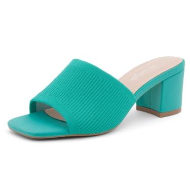 Imagem de Herstyle Salto baixo feminino – Mules sem cadarço, bico aberto quadrado 6 cm confortável sandálias de salto grosso, sapatos modernos 2025 casuais para festas, casamentos e escritório, Seagreenkn, 40