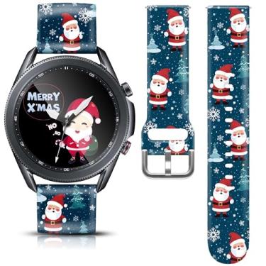 Imagem de Pulseira de relógio de 22 mm para Samsung Galaxy Watch 3 de 45 mm/Galaxy Watch 46 mm/Gear S3 Frontier, pulseira de silicone mylooverleo estampada com tema natalino e boneco de neve para smartwatch de