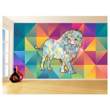 Imagem de Papel De Parede Animais Pop Art Leão Rei Selva 3,5M Pxa45 - Você Decor