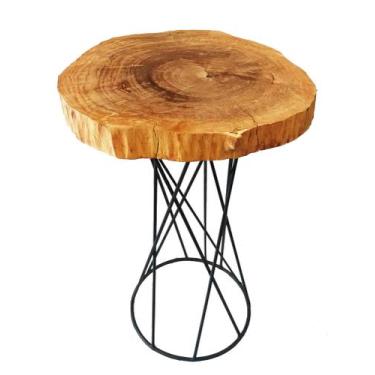 Imagem de Mesa apoio foreste madeira e ferro trançado g - Manes House