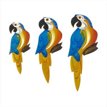 Imagem de Trio De Arara P Decoração Kit Quadro Mdf Para Varanda Jardim Sacada Si