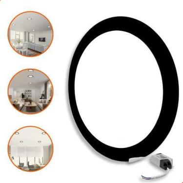 Imagem de 10 Painel Plafon Embutir Led 25w Redondo Bivolt Preto 30cm - VLED, Bra