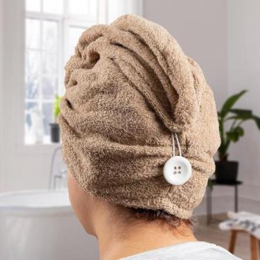 Imagem de Touca Seca Cabelo 100% Algodão Camurça- pós banho touca secadora - Gug
