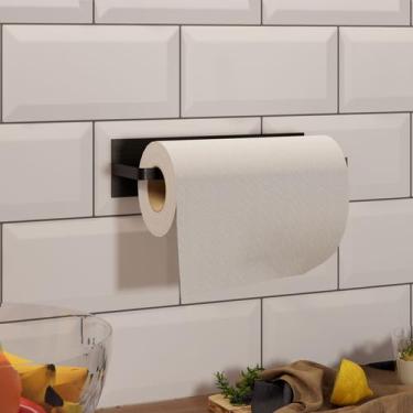 Imagem de Porta Papel Toalha Multiuso Suporte Parede Cozinha Preto - Big House S