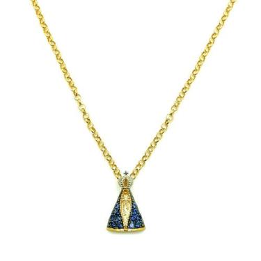 Imagem de Corrente Portuguesa 45cm Com Nossa Senhora Aparecida Em Ouro 18k Pinge