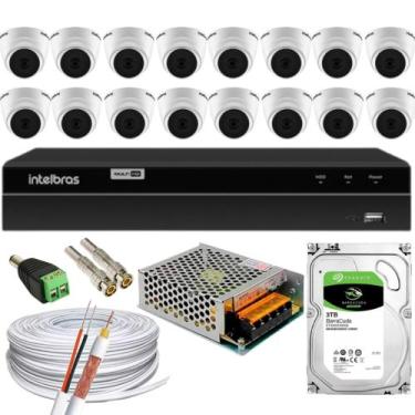 Imagem de Kit 16 Câmera 1220D Mic com Audio Dvr 1216 Intelbras 3tb