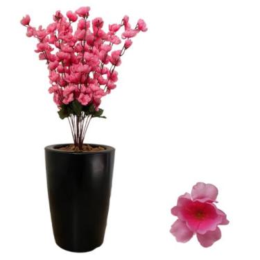 Imagem de Pessegueiro Artificial Buque Rosa Com Vaso Liso Completo  - PlantaImpo