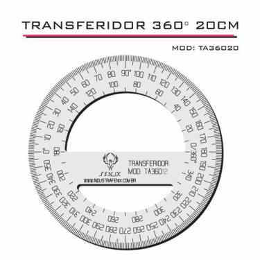 Imagem de Transferidor 360 20Cm Transp Acrílico Desenho Técnico Fenix