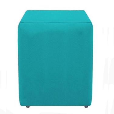 Imagem de Puff Banquinho Cubo Quadrado Decorativo Suede Azul Turquesa - Decore.C