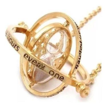 Imagem de Colar Vira Tempo Hermione Harry Potter - Hogwarts - Bem Barato, Dourad