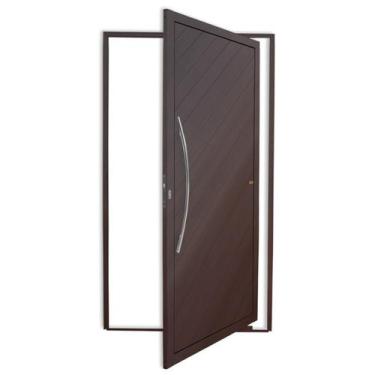 Imagem de Porta de Alumínio Pivotante Lambril 210x120cm com Puxador Super Corten