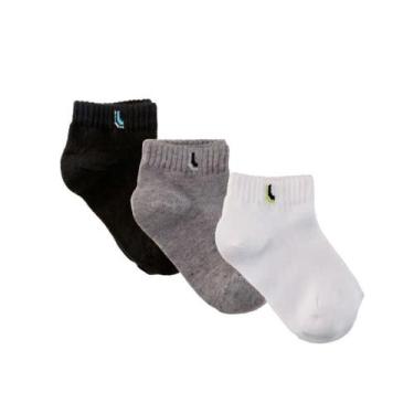 Imagem de Kit 3 Pares de Meias Lupo Infantis Cano Curto Algodão 2725, Branco, Pr