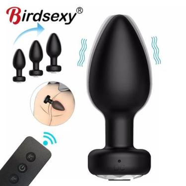 Imagem de Plug anal de silicone com Vibrador RECARREGÁVEL com CONTROLE REMOTO Po