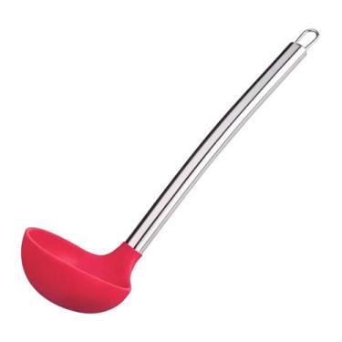 Imagem de Concha de Cozinha Silicone e Aço Inox Vermelha Utensílio - Class Home