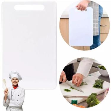 Imagem de Tábua De Corte Branca Com Alça Carne Cozinha Cheff 40x25cm - Ami