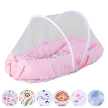 Imagem de Ninho Redutor de Berço com Mosquiteiro Tela Protetora Bebê Menina Meni