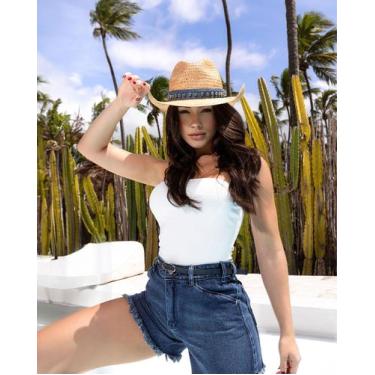 Imagem de Shorts jeans mom feminino cintura alta com cinto 23949 - CONSCIÊNCIA, 