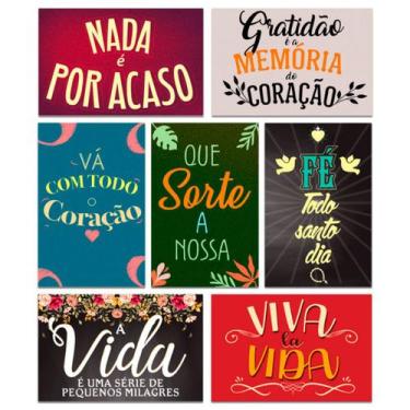 Imagem de Kit 7 Placas Decorativas Frases Motivacional Mdf 20x13 cm - Art Print