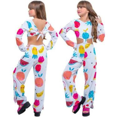 Imagem de Conjunto Macacão Pantalona Infantil Blogueira Mini Diva Luxo - Mimos d
