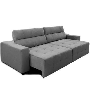 Imagem de Sofá Top Lubeck 3 Lugares 3 metros Retrátil e Reclinável Suede Cinza  