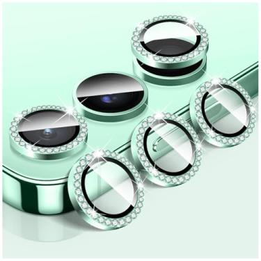 Imagem de LucBuy Protetor de lente de câmera Diamond para Samsung Galaxy A14/A24/A34/A54, protetor de tela traseira de vidro temperado brilhante, anéis de proteção de metal de alumínio individuais, adesivos de