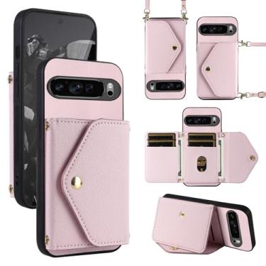 Imagem de Dibosom Capa carteira minimalista para Google Pixel 9/9 Pro 5G com alça de ombro, 6 compartimentos para cartões, bolsa flip fina e fina, suporte para cartão de crédito, acessórios para celular para