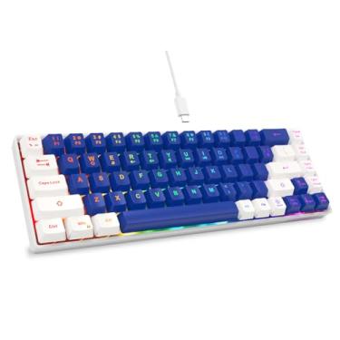 Imagem de Teclado para jogos GEODMAER 65%, mini teclado com retroiluminação LED, ultracompacto, anti-ghosting, sem conflito, 68 teclas, teclado com fio para jogos de membrana para PC, laptop, Windows gamer