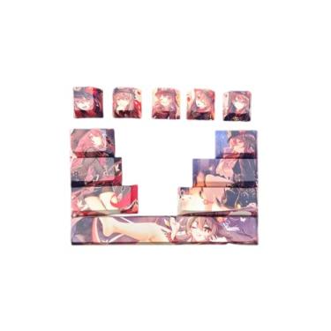 Imagem de Teclas Genshin Impact Hu Tao, conjunto de 12 teclas, teclas PBT de sublimação de tinta de 5 lados para teclados mecânicos de jogos DIY