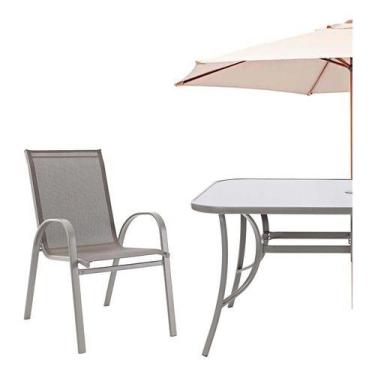 Imagem de Kit Conjunto Para Jardim - Ombrelone, Cadeira, Banco, Mesa - Naterial,