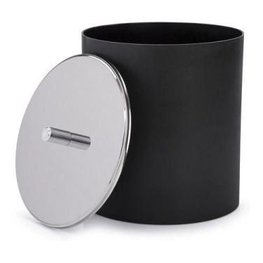 Imagem de Lixeira De Banheiro - Tampa Inox - 5,4 Litros Brinox, Preto